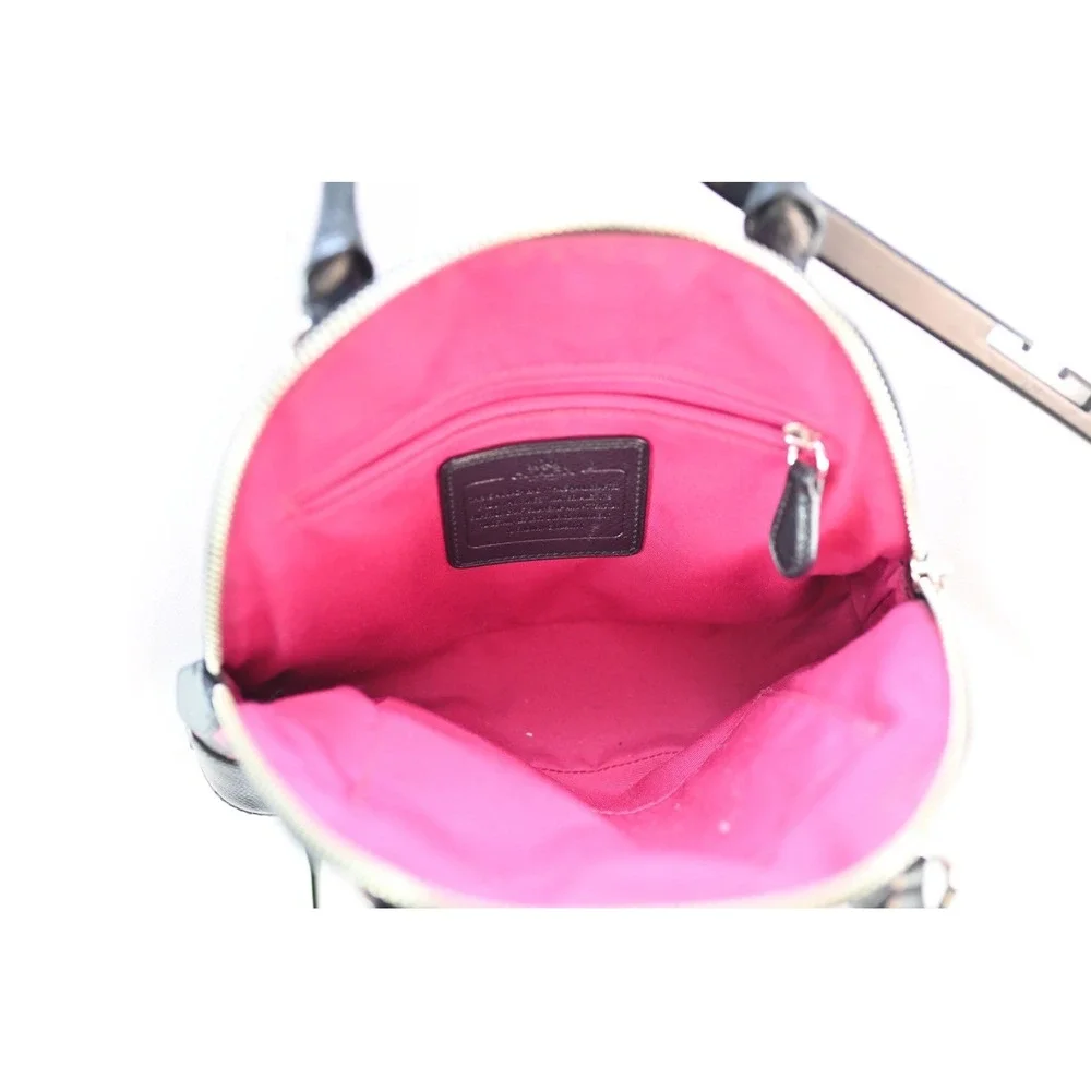 Coach Cora Mini Domed Satchel Pink Black Ocelot Leopard Print Crossbody Bag